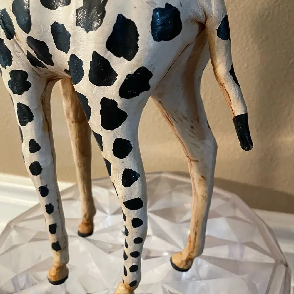 Giraffe Leather Wrapped Old 19 inches Tall Decorative Giraffe